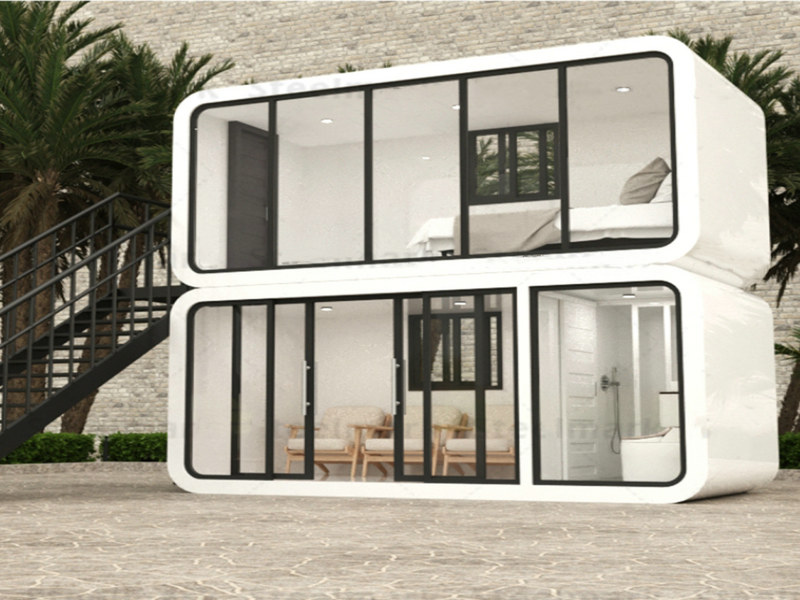 State-of-the-art container housing attributes with folding furniture
