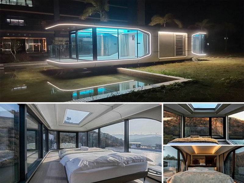 Up-to-date Space Pod Living Units with panoramic glass walls